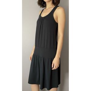 James Perse Black Drop Waist Dress Size 4/XL Jersey Knit Stretch Tank T-Shirt